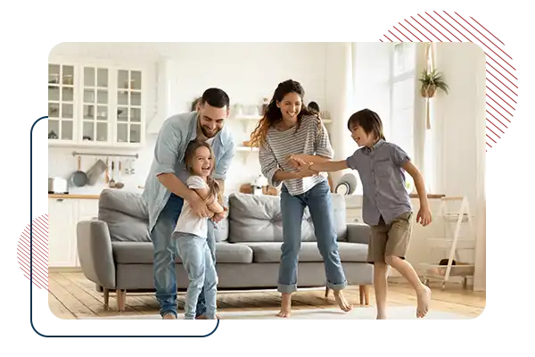 Happy family enjoying their clean home